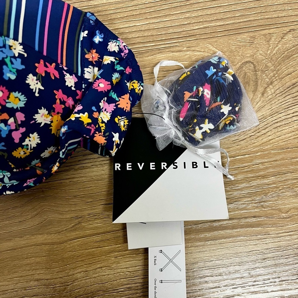 Vera Bradley Reversible Wildflower Ditsy & Wildflower Stripe Charlotte BikiniTop - Picture 5 of 10